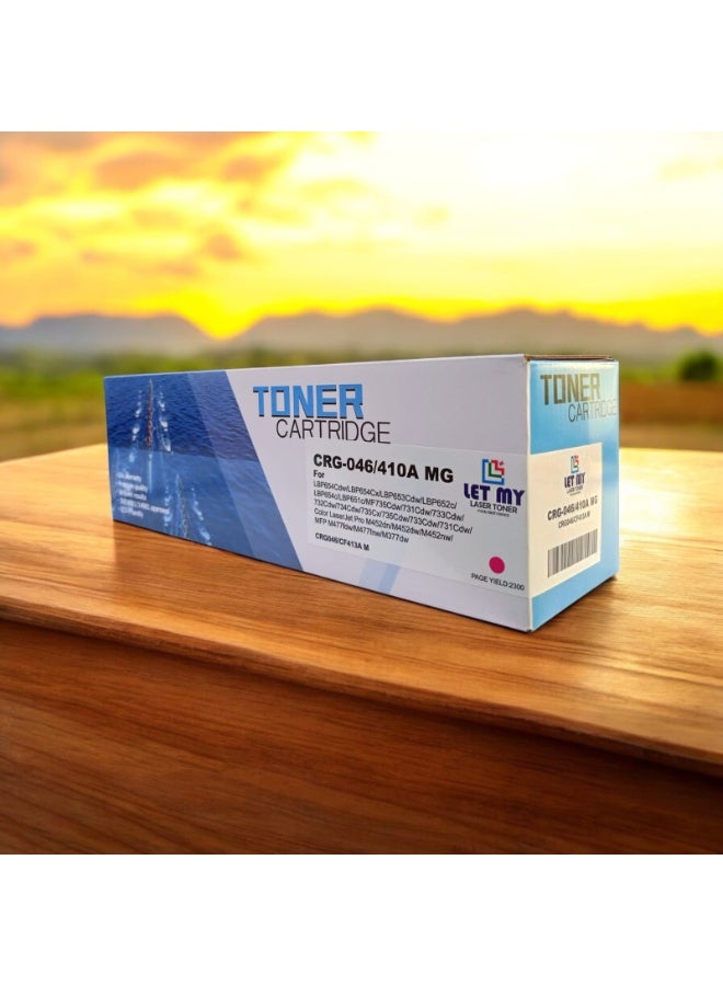 LET MY 410A CF413A/CRG-046 MAGENTA Universal Cartridge Toner Compatible For HP Canon LaserJet M452 MFP M477 LBP651C LBP652C LBP654C LBP653Cdw LBP654Cx MF732cdw MF734cdw MF735cx MF731Cdw MF733Cdw (MAGENTA) - Image 1