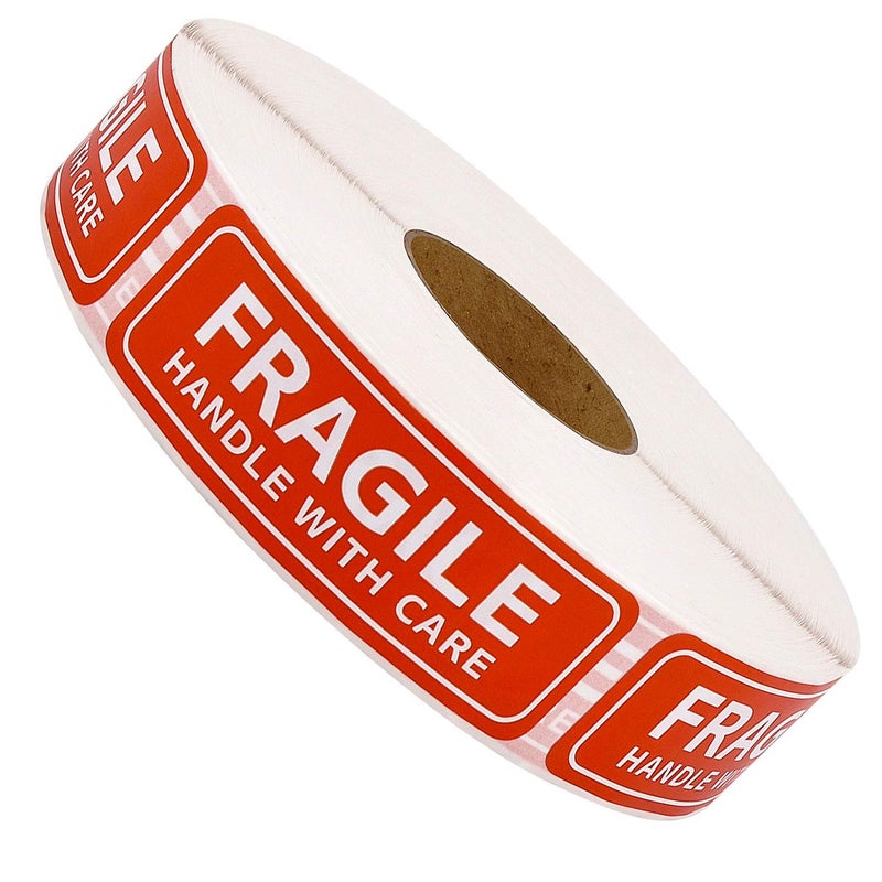 Methdic Fragile Stickers - 1"x 3" Strong Adhesive Fragile Labels 1 Roll/1000 Labels(Handle with Care,Fragile) Stickers for Shipping and Moving - Image 1