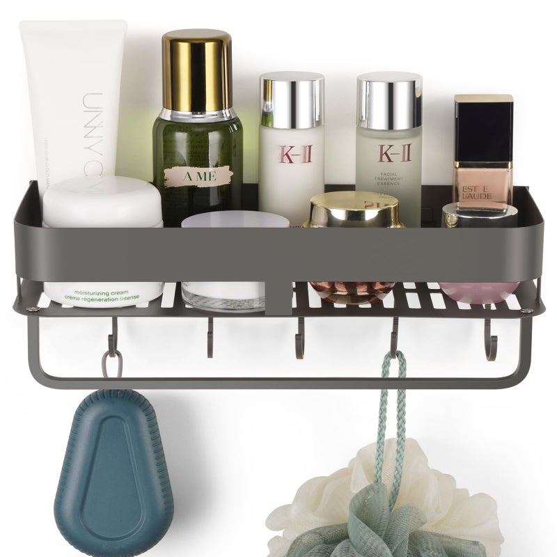 CIBOTIES Shower Caddy, 11.8 inch Stainless Steel Shower Shelves for Inside Shower with Hooks & Towel Bar - Space-Saving Bathroom Organizers and Storage for Showers, Kitchens - Image 1