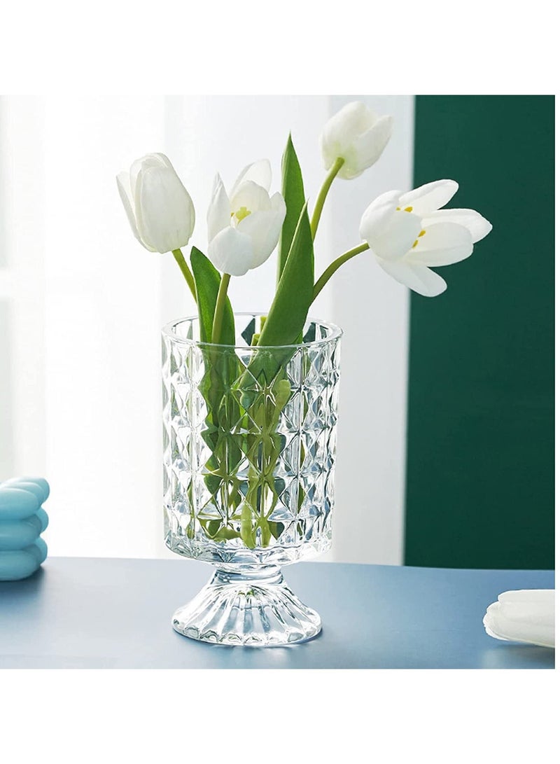 XiuWoo SYOSI Clear Glass Vase, Goblet Shaped Vase Decorative for Living Room Dining Table Office Decor - Image 1