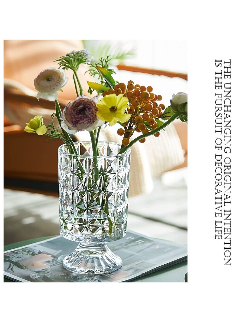 XiuWoo SYOSI Clear Glass Vase, Goblet Shaped Vase Decorative for Living Room Dining Table Office Decor - Image 2