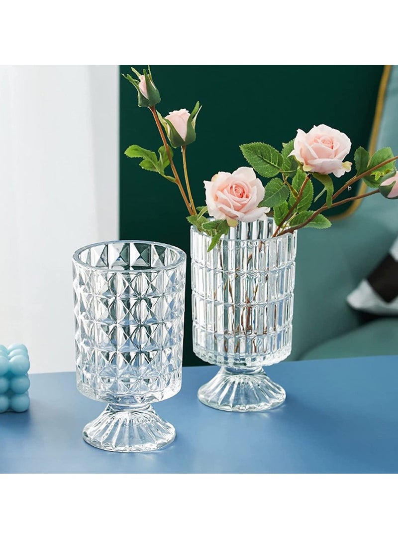 XiuWoo SYOSI Clear Glass Vase, Goblet Shaped Vase Decorative for Living Room Dining Table Office Decor - Image 4