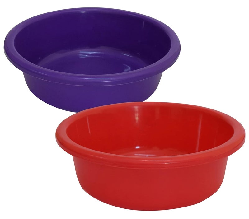 Kuber Industries Multiuses Unbreakable Plastic Knead Dough Basket/Basin Bowl For Home & Kitchen 6 Ltr- Pack of 2 (Purple & Red) - Image 1