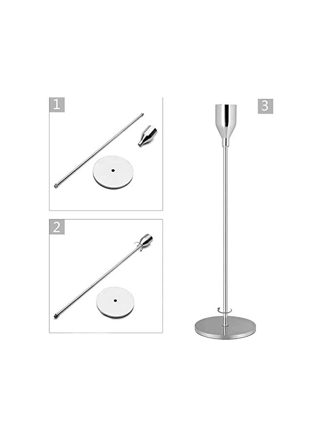 The Bros Candle Holder, A Set of 3 Candle Holders of Different Sizes, Retro Candle Holders for Candles, Used for Home Decoration, Valentine's Day, Christmas and Wedding Dining (Silver) - Image 2