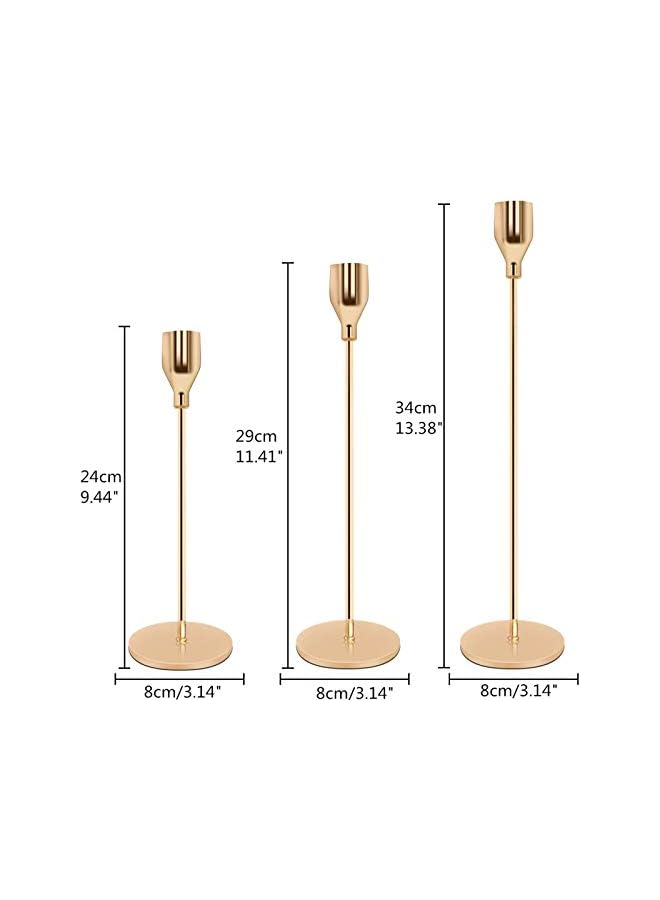 The Bros Candle Holder, A Set of 3 Candle Holders of Different Sizes, Retro Candle Holders for Candles, Used for Home Decoration, Valentine's Day, Christmas and Wedding Dining (Silver) - Image 3