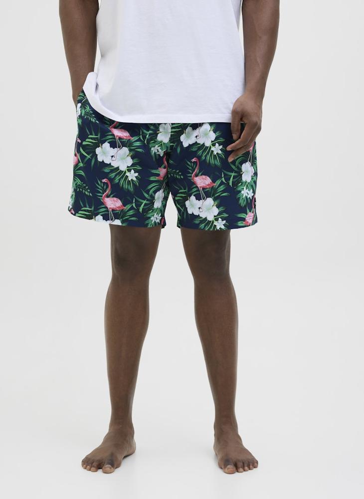 JACK & JONES Swim Novelty Floral Print Drawstring Shorts  - Image 1