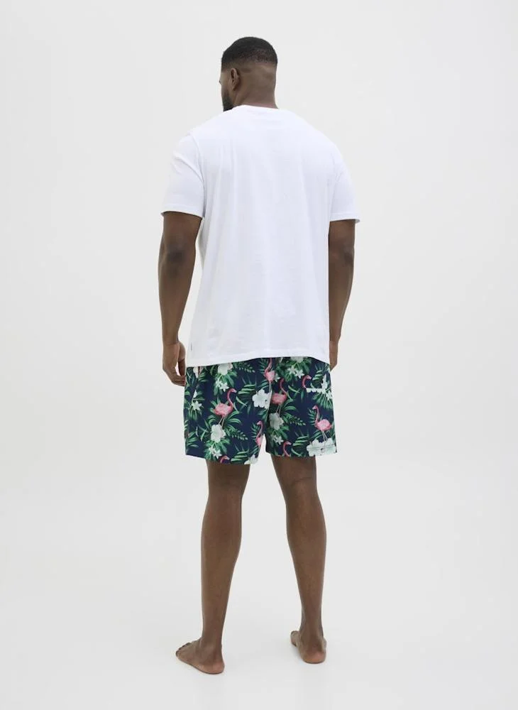 JACK & JONES Swim Novelty Floral Print Drawstring Shorts