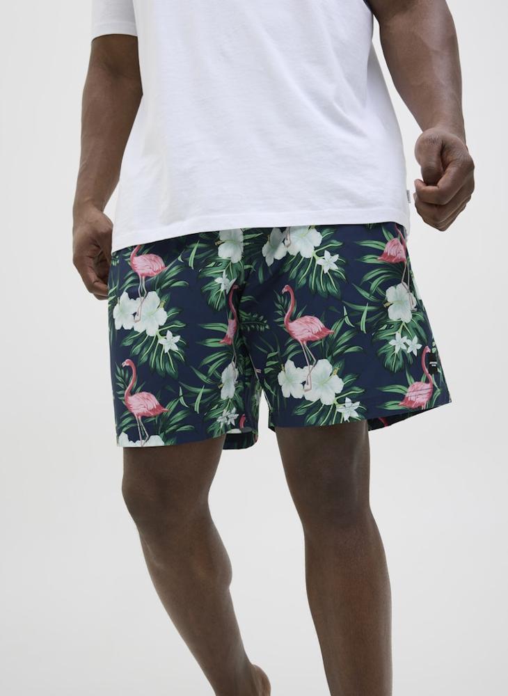 JACK & JONES Swim Novelty Floral Print Drawstring Shorts  - Image 3
