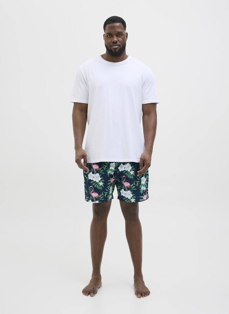 JACK & JONES Swim Novelty Floral Print Drawstring Shorts  - Image 4