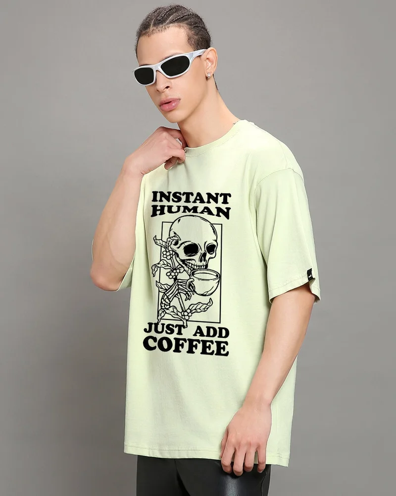 بيواكوف تيشيرت رجالي كبير الحجم بطبعة ضباب أخضر فورية