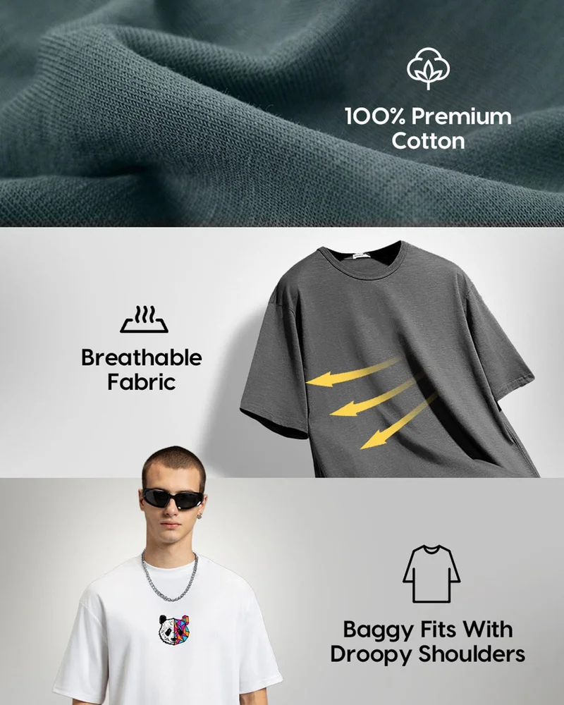 bewakoof  Men's Fog Green Instant Human Graphic Printed Oversized T-shirt for Men | Best Price UAE