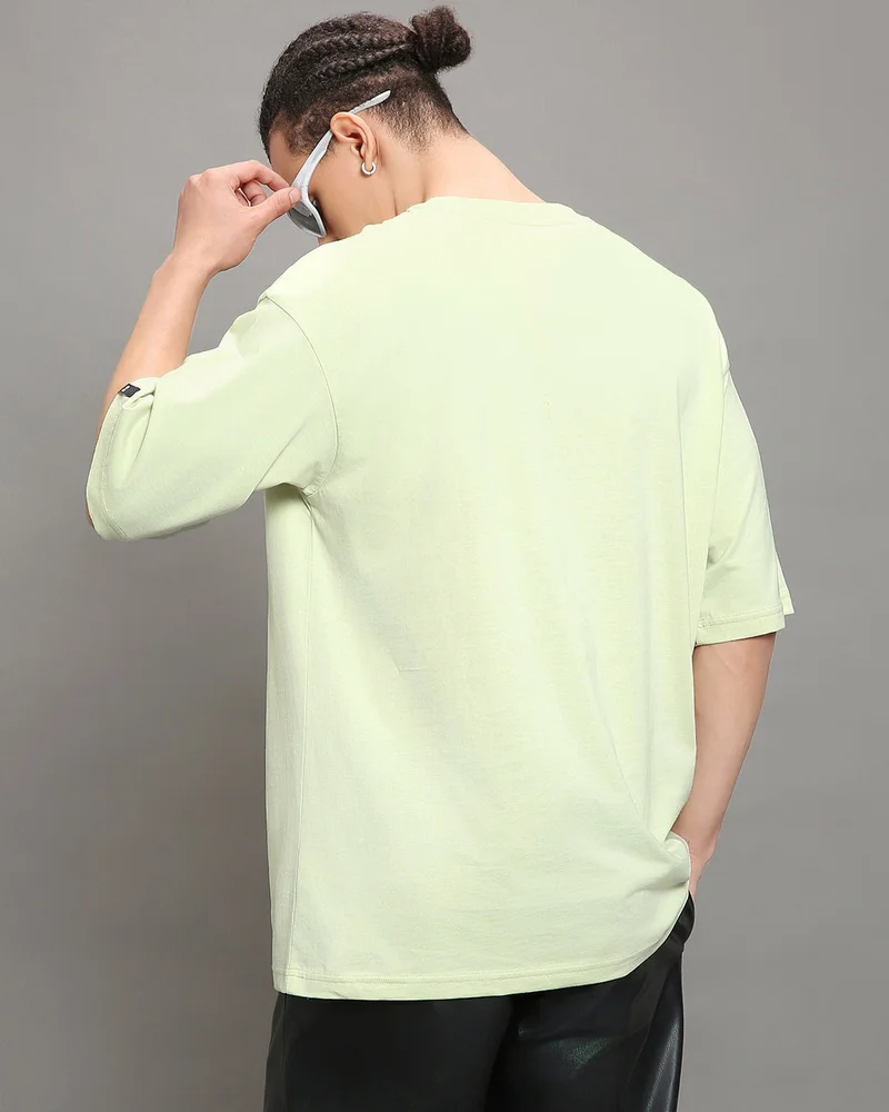 bewakoof  Men's Fog Green Instant Human Graphic Printed Oversized T-shirt for Men | Best Price UAE