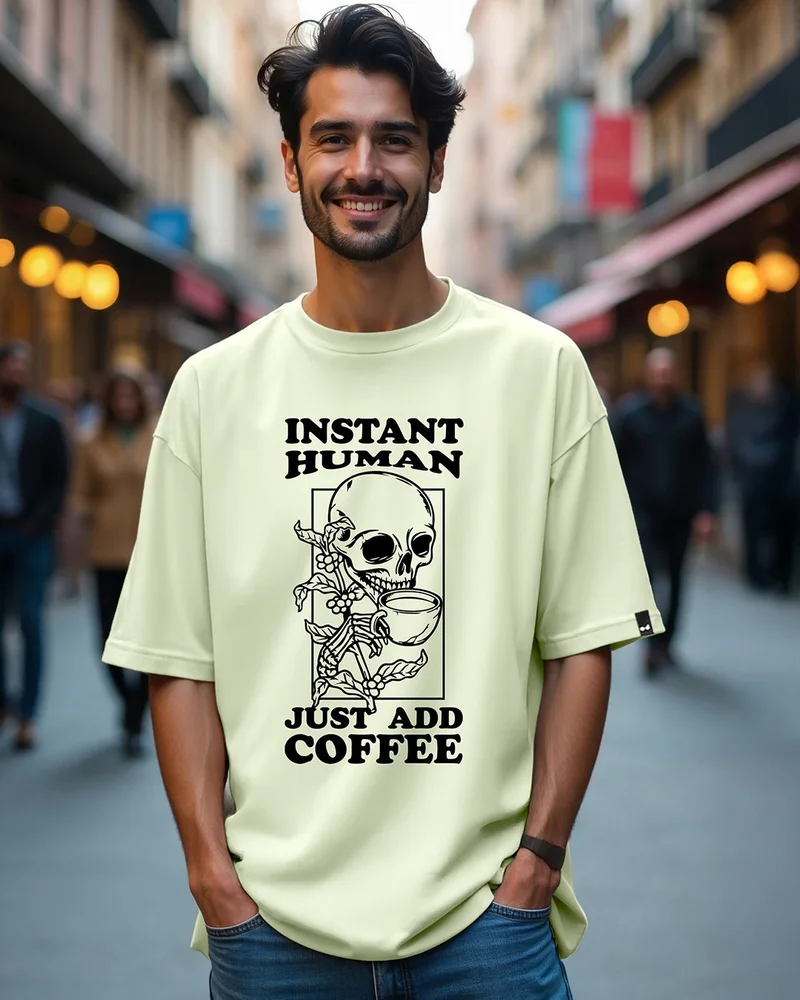 بيواكوف تيشيرت رجالي كبير الحجم بطبعة ضباب أخضر فورية