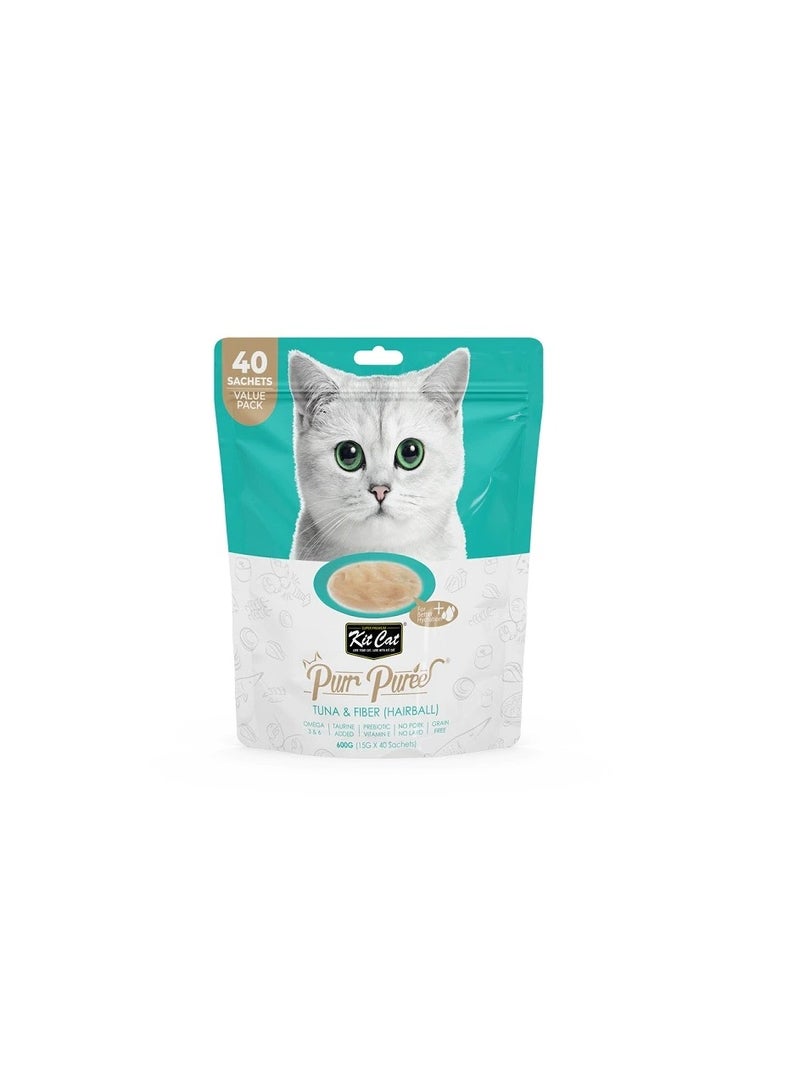 Kit Cat Puree Tuna & Fiber Hairball Cat Treats - Image 1