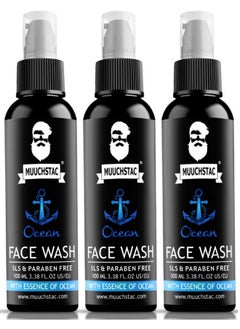 MUUCHSTAC Muuchstac Ocean Face Wash for Men | Fight Acne & Pimples, Brighten Skin, Clears Dirt, Oil Control, Refreshing Feel - Multi-Action Formula (3x100 ml)  - Image 1