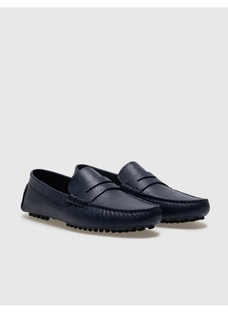 كاباني Genuine Leather Navy Blue Belted Men's Loafer