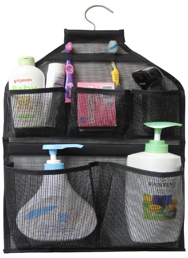 MISSLO - MISSLO Bathroom Shower Organizer Mesh Hanging Shower Caddy with Rotatable Hanger (Black) - Image 1