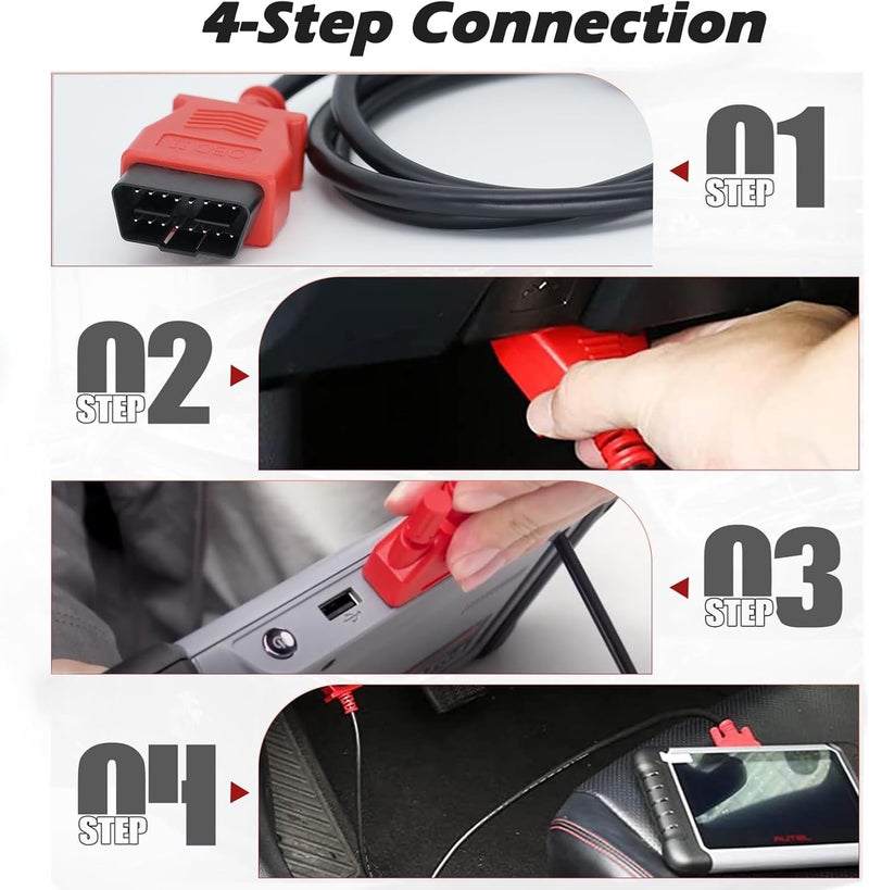 VZG OBD2 Diagnostic Test Cable, 16 Pin Main Test Cable for Autel, Work with Scanner for MaxiSys MS908/MS906/Mini MS905/DS808/DS808KIT/MK808/MP808/MP808K/9009 and other Scan Tool with Same Connector - Image 3