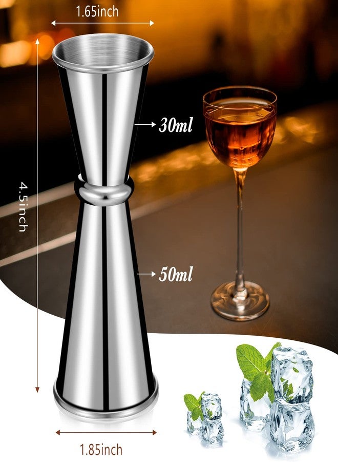 HUNCHA Food-Grade Stainless Stee Cocktail Bar Measuring Japanese Professional Double Jigger, Bar Tool Shot Japanese Jigger for Home, Bartending, Cocktail, Peg Measuring Tool, Silver, Pack of 2 - Image 2