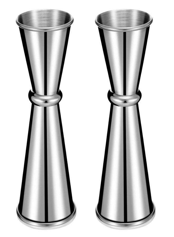HUNCHA Food-Grade Stainless Stee Cocktail Bar Measuring Japanese Professional Double Jigger, Bar Tool Shot Japanese Jigger for Home, Bartending, Cocktail, Peg Measuring Tool, Silver, Pack of 2 - Image 1