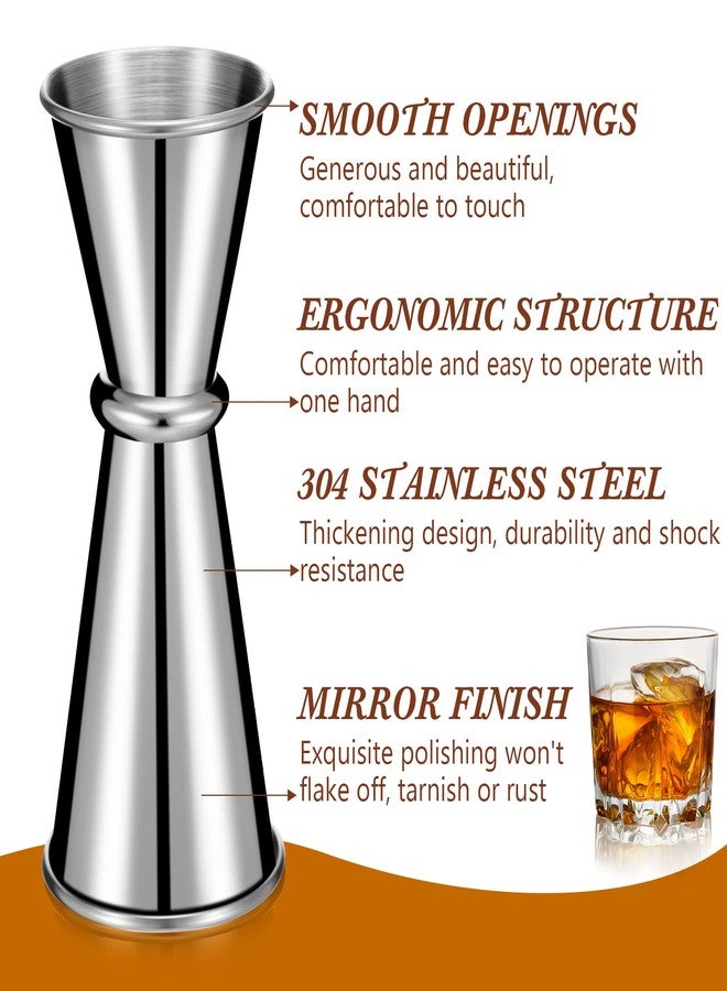 HUNCHA Food-Grade Stainless Stee Cocktail Bar Measuring Japanese Professional Double Jigger, Bar Tool Shot Japanese Jigger for Home, Bartending, Cocktail, Peg Measuring Tool, Silver, Pack of 2 - Image 3