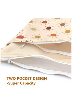 Excefore 2 Pack Wet Dry Bags for Baby Cloth Diapers Breast Pump Parts, Waterproof Reusable Wet Bag with Two Zippered Pockets Handle Beach Pool Gym Bag Stroller Yoga Toiletries Daycare Organizer  - Image 3