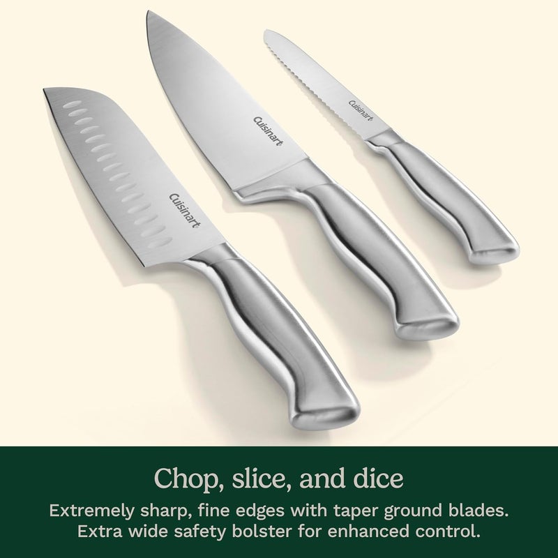 Cuisinart Block Knife Set, 15pc Ultra Ultra- Sharp Cutlery Knife Set with Steel Blades for Precise Cutting, Lightweight, Stainless Steel, Durable & Dishwasher Safe, C77SS-15PK - Image 3