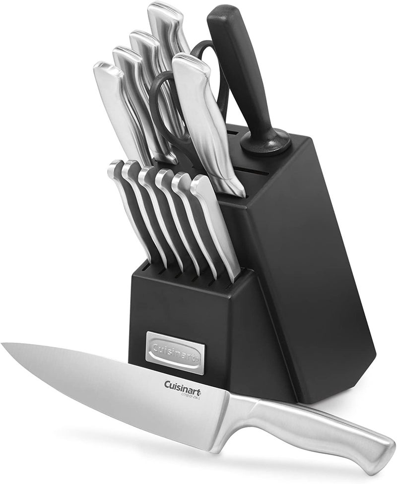 Cuisinart Block Knife Set, 15pc Ultra Ultra- Sharp Cutlery Knife Set with Steel Blades for Precise Cutting, Lightweight, Stainless Steel, Durable & Dishwasher Safe, C77SS-15PK - Image 1