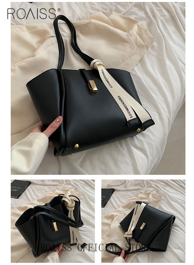 roaiss Women Single Shoulder Bag Stylish and Versatile Commuter Handheld Bag with Large Capacity and Silk Scarf Decoration  - Image 4