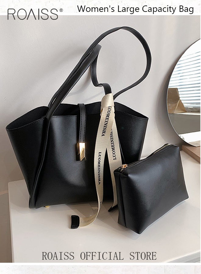 roaiss Women Single Shoulder Bag Stylish and Versatile Commuter Handheld Bag with Large Capacity and Silk Scarf Decoration  - Image 2