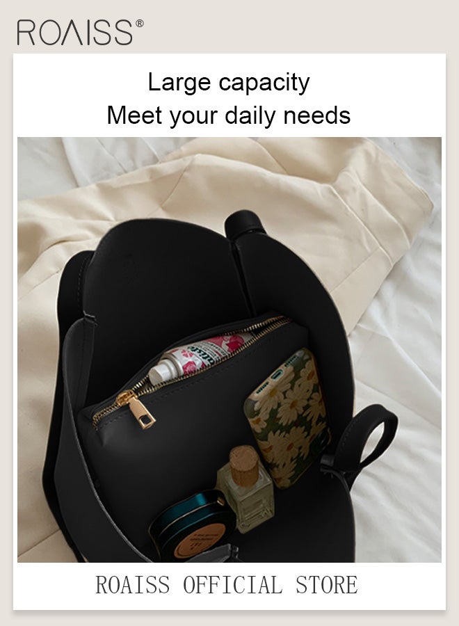 roaiss Women Single Shoulder Bag Stylish and Versatile Commuter Handheld Bag with Large Capacity and Silk Scarf Decoration  - Image 3