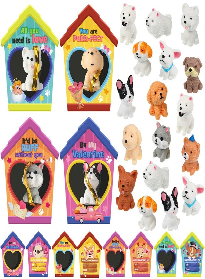 Zhanmai 48 Pcs Dog Valentine's Day Gifts Card with Dog Cat Figurines Resin Miniature Puppy Heart Card for Valentine Party Favors Exchange Prizes (Vivid) - Image 2