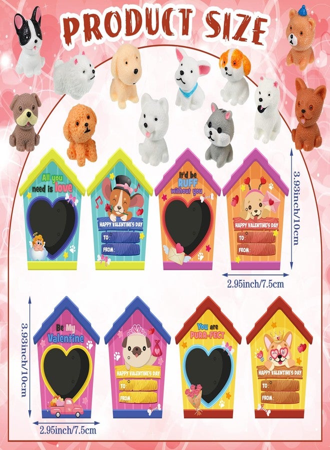 Zhanmai 48 Pcs Dog Valentine's Day Gifts Card with Dog Cat Figurines Resin Miniature Puppy Heart Card for Valentine Party Favors Exchange Prizes (Vivid) - Image 4
