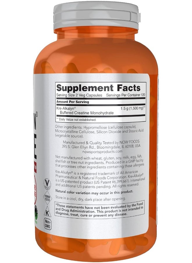 now - Now Foods Kre-Alkalyn Creatine 240 Capsules - Image 1