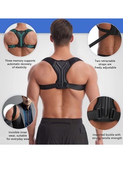 Y&D Back Correction Strap, Adjustable Posture Corrector Spine Straightener for Relief of Neck Shoulder Pain Develop Good Seated Standing Men Women Elderly Teens (1PCS Black,L)  - Image 2