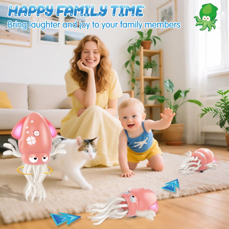 Aotibo Baby Dancing Octopus Toy For 1 2 3 4 5 Year Old Boy Girl  Baby Tummy Time Electric Crawling Octopus Toys 12-18 Months  Dancing Squid Toy For Walking Toddlers  Kids 1St Birthday Gifts  Pink - Image 5