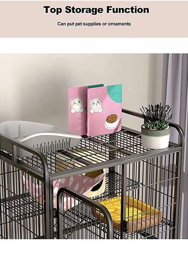 GT-Wheel Pet Cage Playpen Box Kennel Crate with Hammock Wheels and Removable Tray for Cats and Dogs  - Image 5