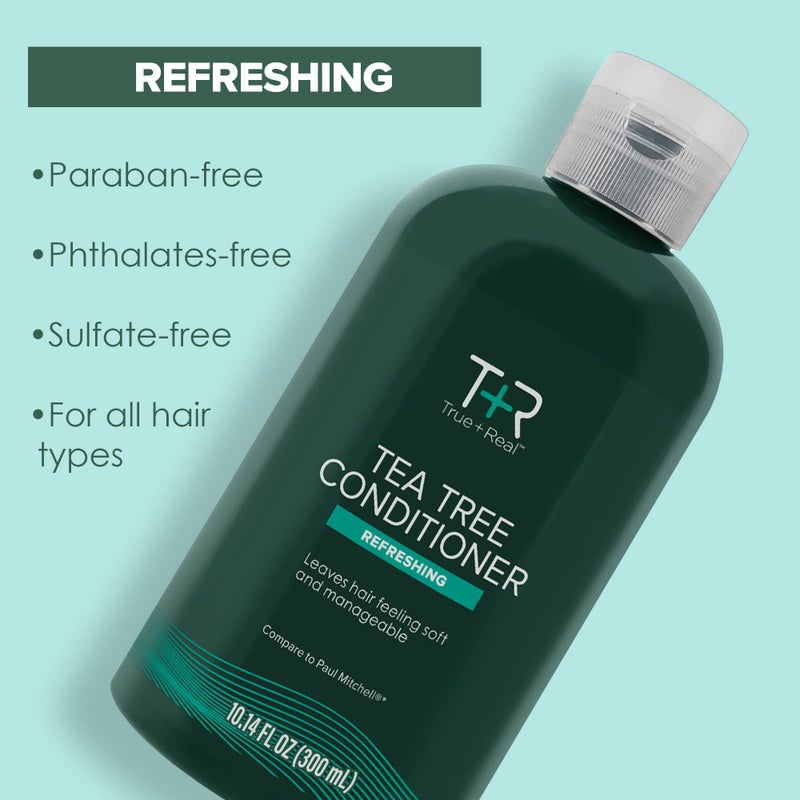 True+Real Tea Tree Conditioner, Moisturizing Formula, Hydrates, Soothes Scalp, Refreshing Mint Scent, For All Hair Types, 10.14 oz - Image 4