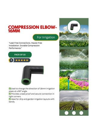 Black, Compression Elbow, Pack of 10