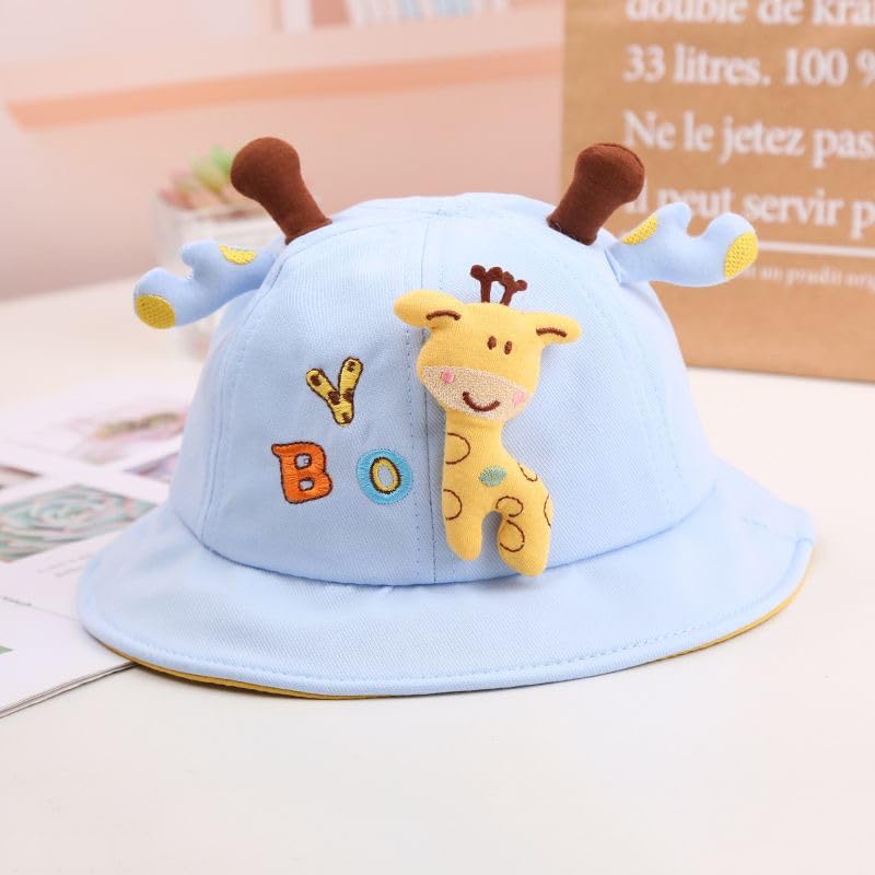 Zibuyu® Cartoon Sun Hat for Kids Aged 2-5 Years Old, Outdoor Bucket Hat Adorable Giraffe Plush Toy Charm Toddler Sun Cap, Cotton Sun Hat Wide Brim Bucket Hat, Children's Day Gift - Image 4