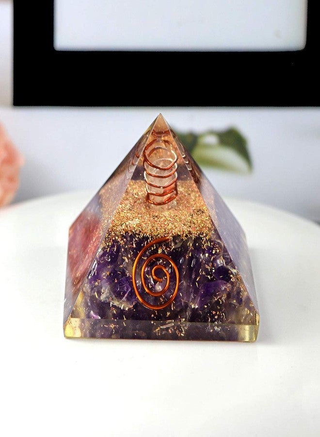 Crystu Natural Amethyst Orgone Pyramid for Reiki Healing Crystal Healing Stone Orgonite Pyramid Size 50 mm Pack of 1 pc - Image 3