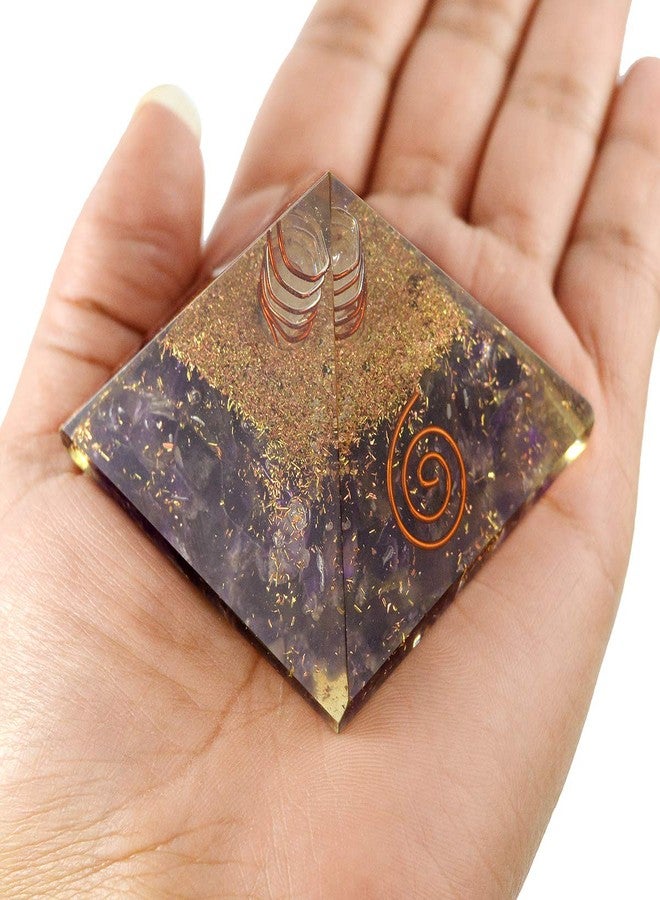 Crystu Natural Amethyst Orgone Pyramid for Reiki Healing Crystal Healing Stone Orgonite Pyramid Size 50 mm Pack of 1 pc - Image 1