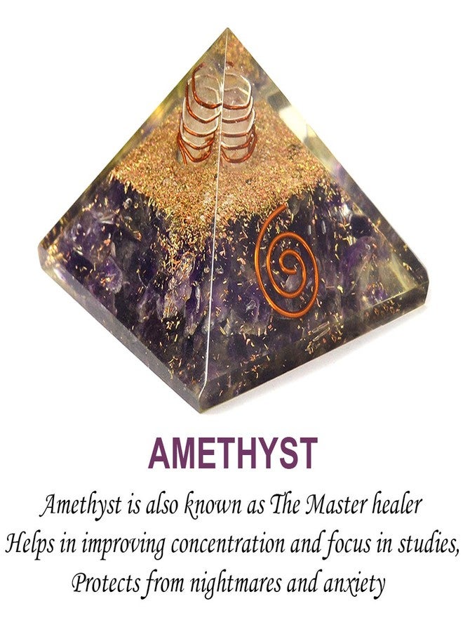 Crystu Natural Amethyst Orgone Pyramid for Reiki Healing Crystal Healing Stone Orgonite Pyramid Size 50 mm Pack of 1 pc - Image 2
