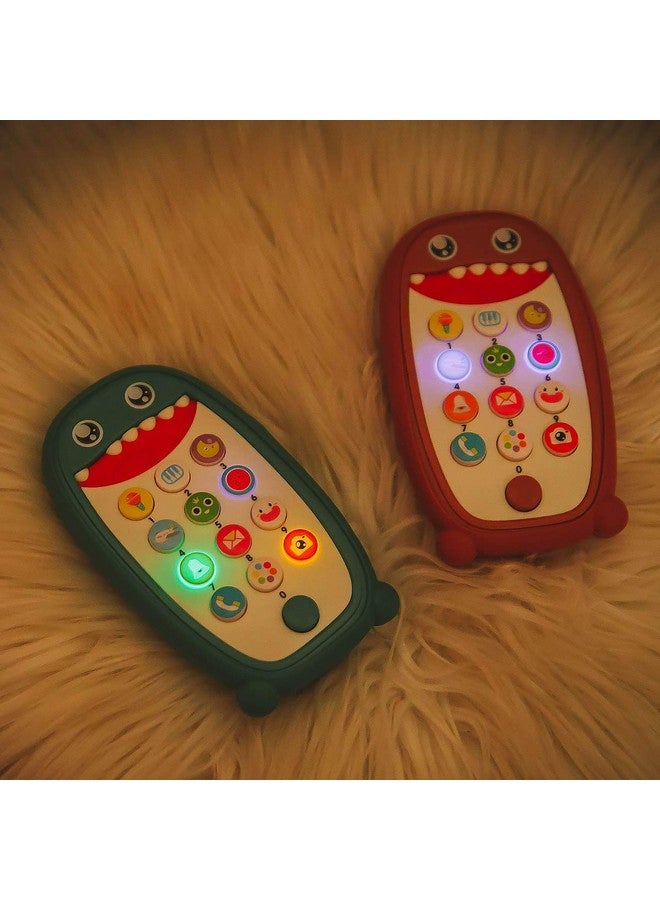 Baby Dinosaur Cell Phone Toy With Removable Soft Teether Case, Lights, Music  Adjustable Volume Kids Play  Learn Phone For Infant  Toddler, Preschool Birthday Gift For Girl Boy 18+ Months (Brown) - Image 5