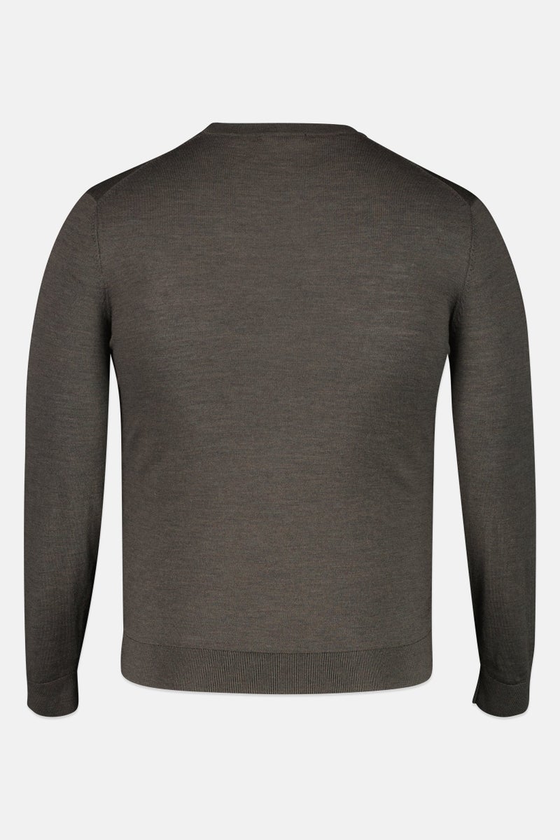 Selected Homme Men Crew Neck Long Sleeve Solid Sweater, Dark Olive - Image 2