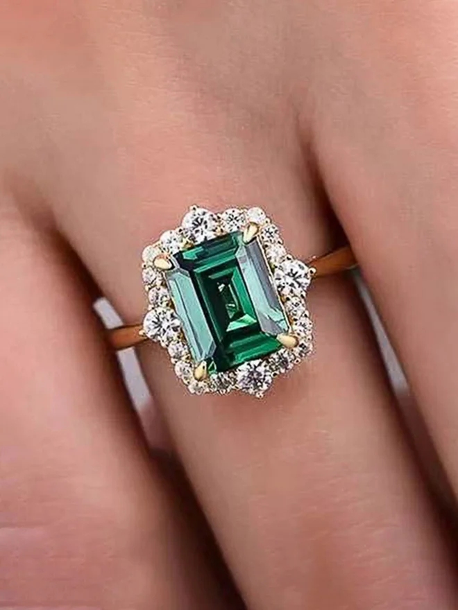 Embellished Emerald Cut Ring