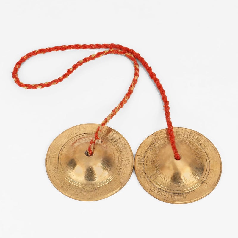 DOKCHAN Handmade Percussion Instrument - Hand Cymbals Brass Manjira Pair - Indian Musical Instrument (4.5 CM) - Image 4