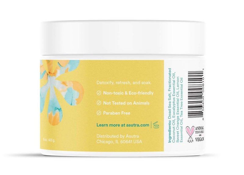 ASUTRA Dead Sea Bath Salts  16 oz - Soak in Rich & Vital Healing Minerals - Purify & Energize with Eucalyptus, Sweet Orange, & Lemon Essential Oils - Image 3