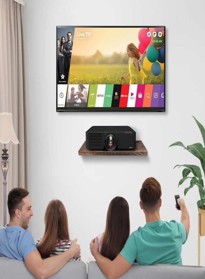 BEARUT Projector Shelf Wall Mount Floating Projector Rack Holder,Projector Mount,Router Modem Cable Box Shelf for Xbox Series PS5 PS4 Wood - Image 4