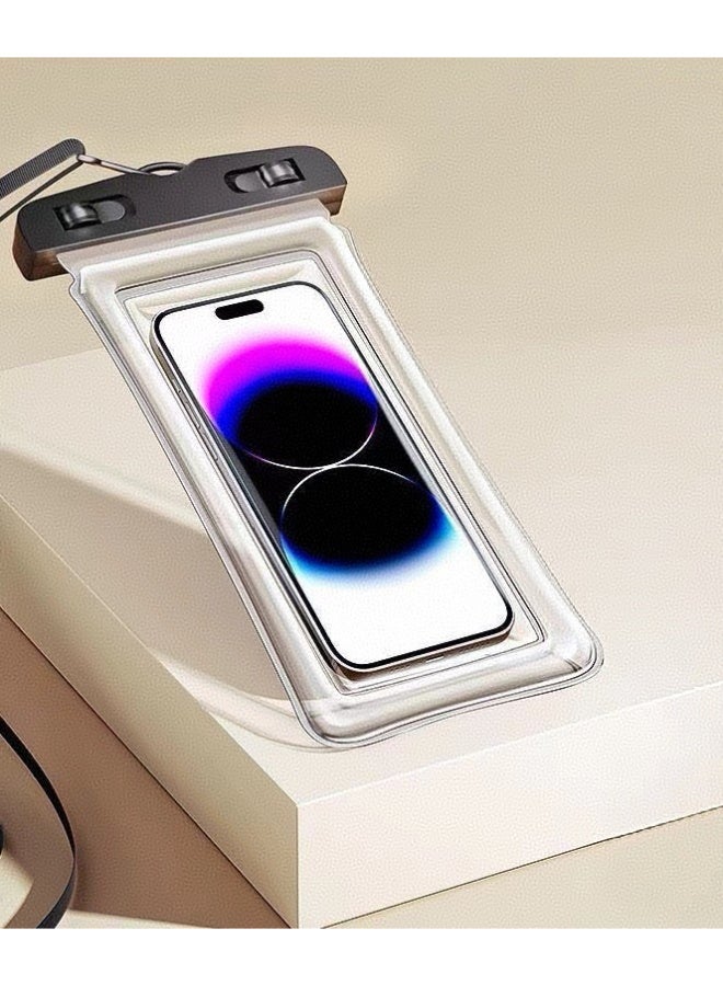 Kawkab 1-Piece Waterproof Phone Pouch - Universal IPX8 Waterproof Floating Phone Case with Lanyard Dry Bag, Compatible with All Phone Models, iPhone 17/16/15/14/13/12/11 Pro XS MAX XR X, Samsung S23 S22 S20+, etc. Fits phones under 17 cm. Travel, Beach, Cruise Phone Dry Bag (Black) - Image 1